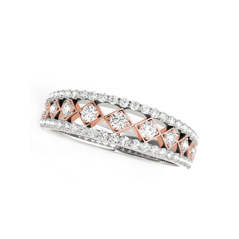 14k White And Rose Gold Diamond Band (3/8 cttw)