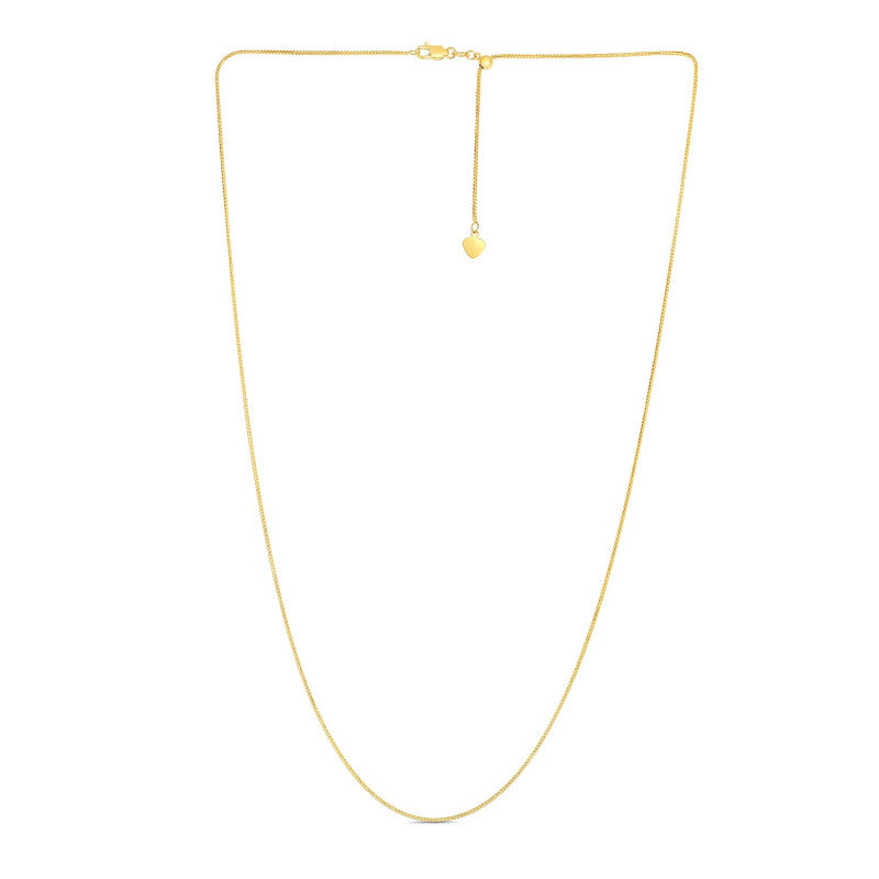 Adjustable Franco Chain Necklace in 14k Yellow Gold (0.9mm)