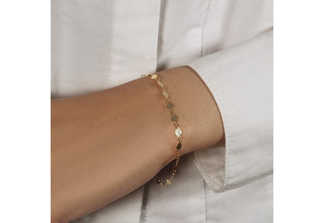 14k Yellow Gold Bracelet with Polished Circles