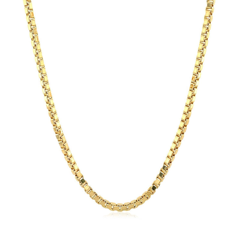 Semi Solid Box Chain in 14k Yellow Gold (2.0 mm)