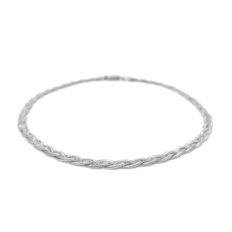 Braided Foxtail Anklet in 14k White Gold (3.5 mm)