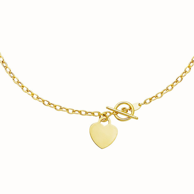 Heart Accent Toggle Bracelet in 14k Yellow Gold