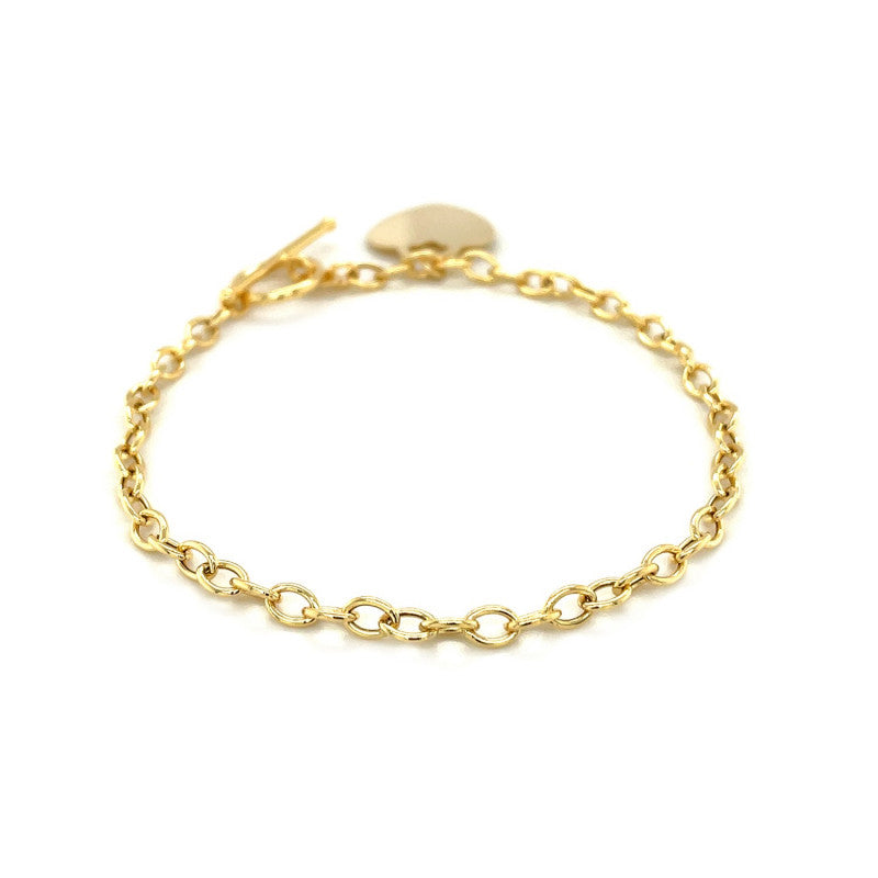 Heart Accent Toggle Bracelet in 14k Yellow Gold
