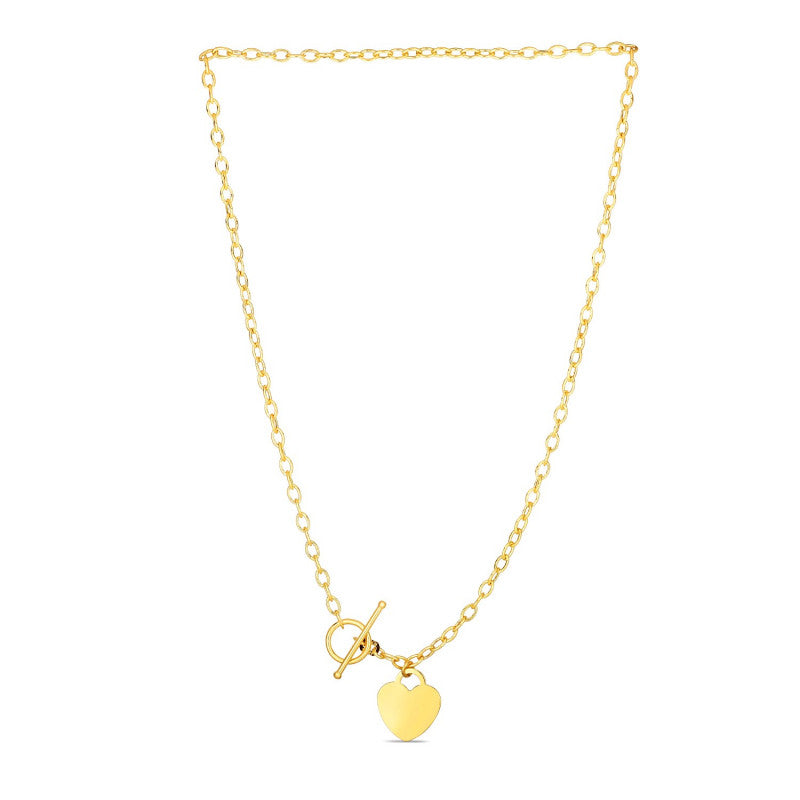 Heart Accent Toggle Necklaces in 14k Yellow Gold