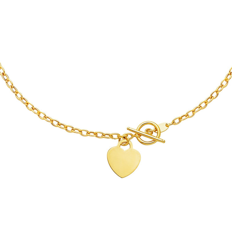 Heart Accent Toggle Necklaces in 14k Yellow Gold