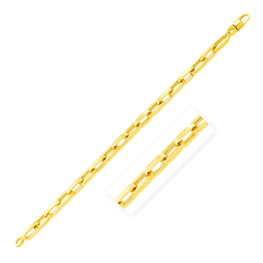 Mens Chain Bracelet 14k Yellow Gold 8 1/2 inch Wide Paperclip