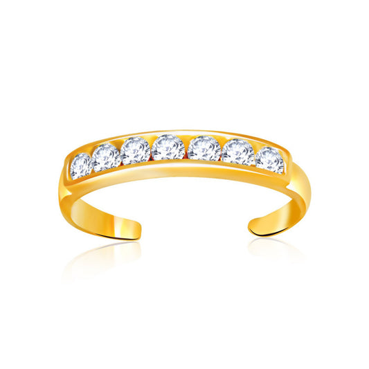 Cubic Zirconia Accented Toe Ring in 14k Yellow Gold