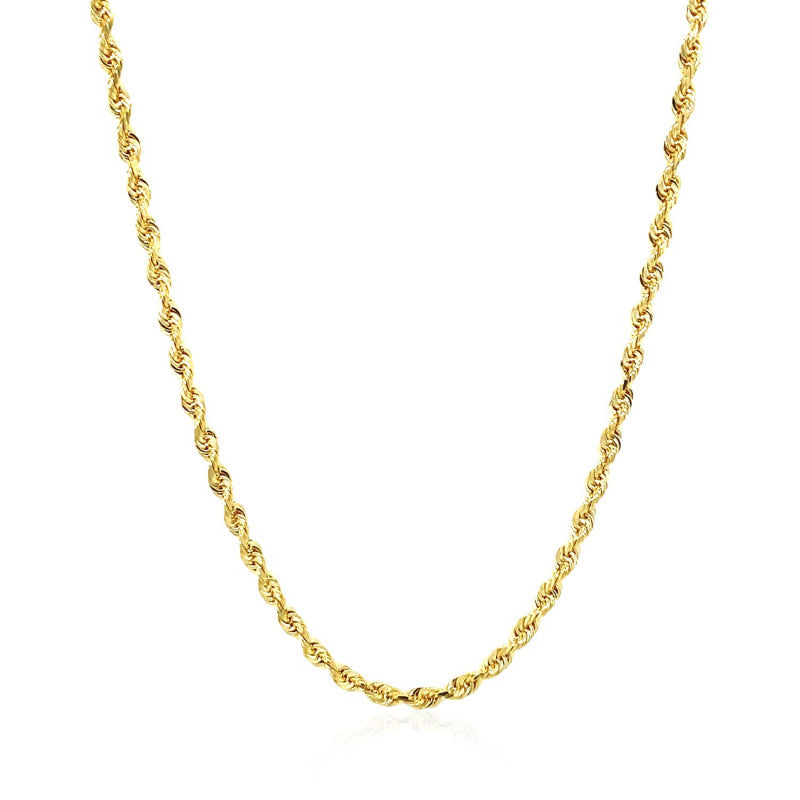 Solid Rope Chain in 14k Yellow Gold (2.5 mm)