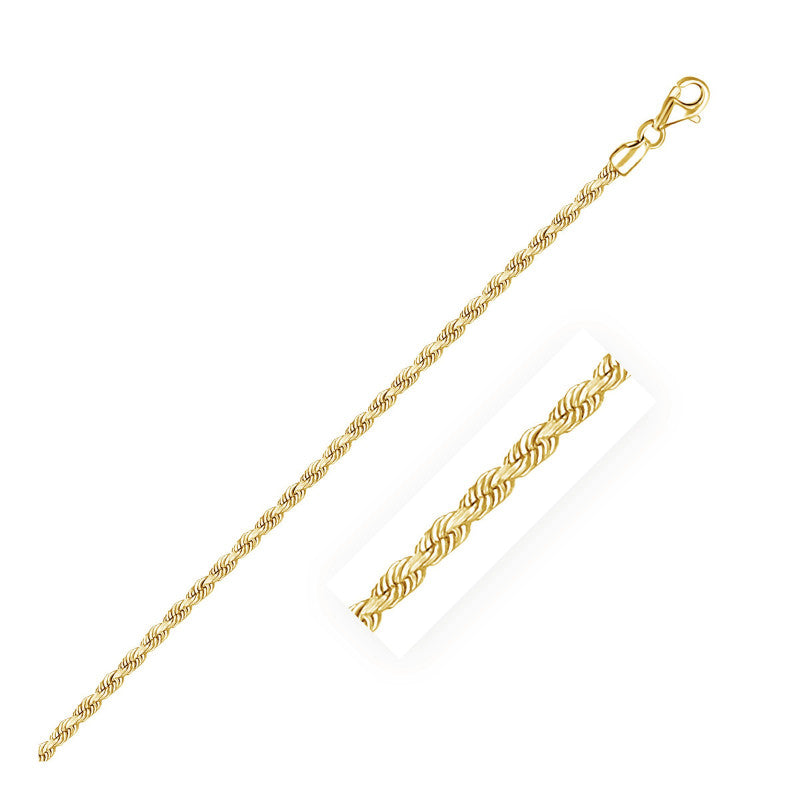 Solid Rope Chain in 14k Yellow Gold (2.5 mm)