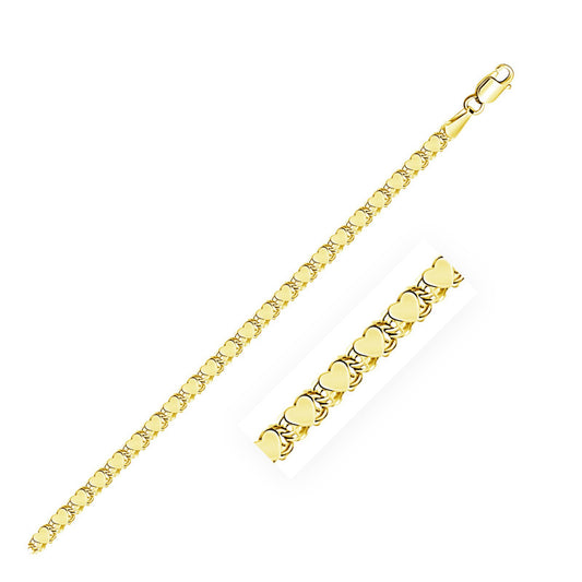 Heart Anklet in 14k Yellow Gold (2.9mm)