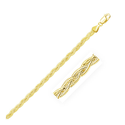 3.5mm 14k Yellow Gold Braided Chain Necklace