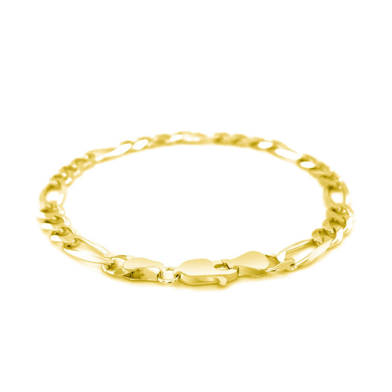 Mens Solid Figaro Bracelet in 14k Yellow Gold (6.0mm)