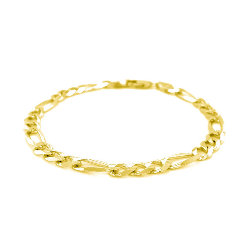 Mens Solid Figaro Bracelet in 14k Yellow Gold (6.0mm)